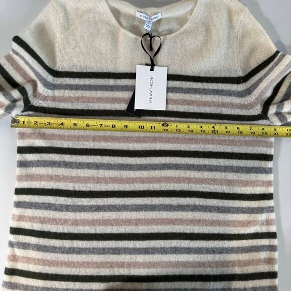 NWT 41 Hawthorn 100% Cashmere stripped Scoop Neck Sweater Shirt Old Money 1X - Picture 6 of 8
